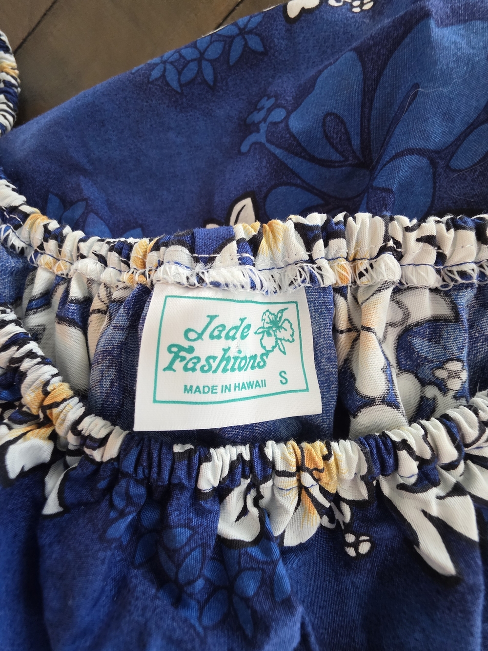 Vintage Jade Fashions Made In Hawaii Blue Floral Cotton Maxi Dress Size S - Picture 10 of 12